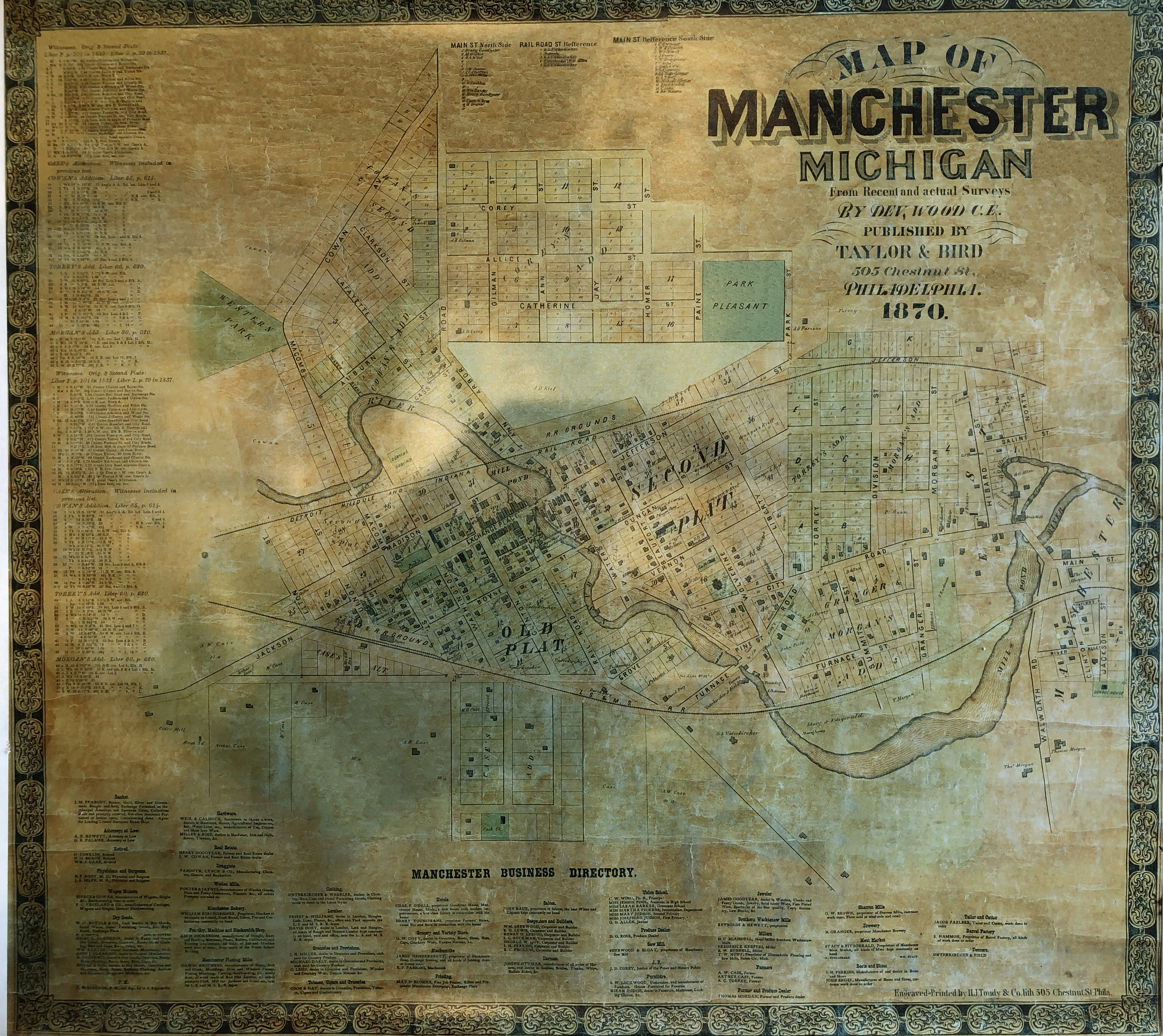 Manchester 1870 DeVolson Wood Map Manchester 1870 DeVolson Wood Map